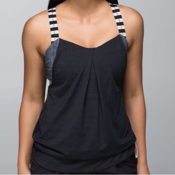 lululemon athletica Tops - 🥳 Lululemon Athletica Rest Less Black Tank Top with Striped Straps